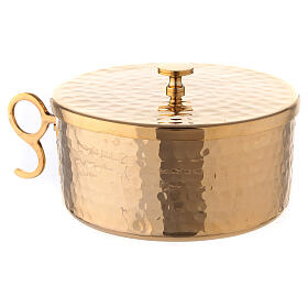 Hammered gold plated brass stackable ciborium 5 in