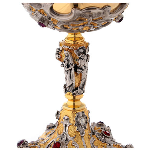 Decorated ciborium of bicolored brass h 23 cm 3