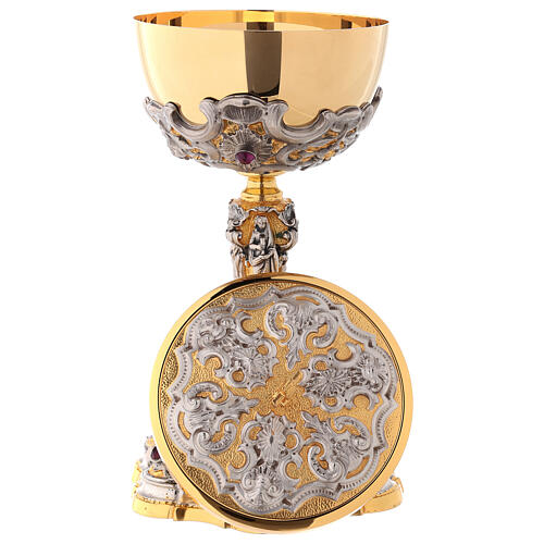 Decorated ciborium of bicolored brass h 23 cm 8