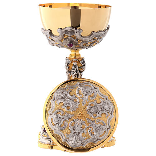 Ciborium in two-tone brass, 23 cm diameter decorated 8