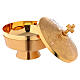 Ciborium in golden brass with Last Supper stylized, diam 10 cm s2