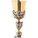 Decorated bicolored brass chalice h 25 cm s2