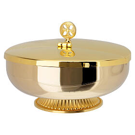 Ciborium in 24-karat gold plated brass with openable cover diam. 5 1/2 in