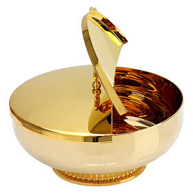 Ciborium in 24-karat gold plated brass with openable cover diam. 5 1/2 in