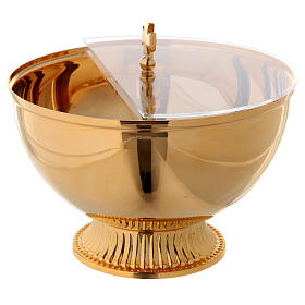 Ciborium with openable plexiglas cover in gold plated brass
