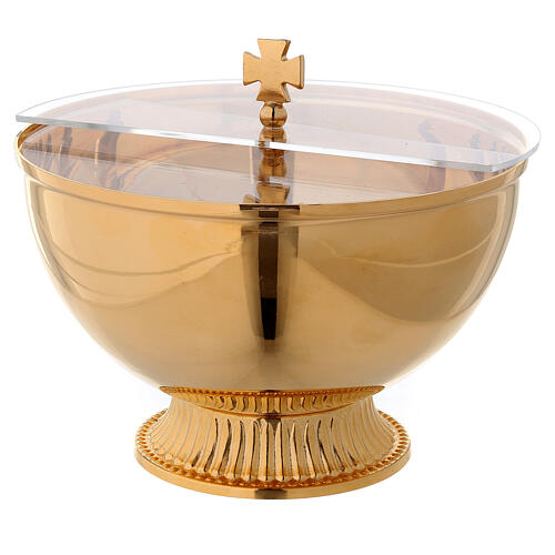 Ciborium with openable plexiglas cover in gold plated brass 1