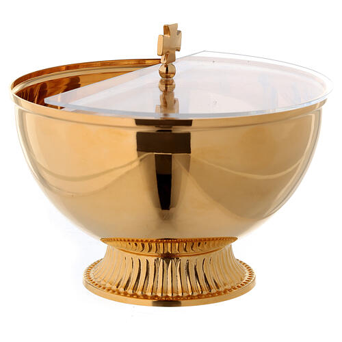 Ciborium with openable plexiglas cover in gold plated brass 4