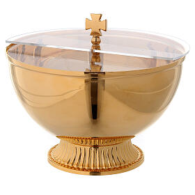 Ciborium in 24-karat gold plated brass with openable plexiglas cover