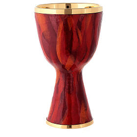 Genesis chalice red enamel and gold plated brass 18.5 cm