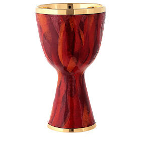 Calice Genesis smalto rosso ottone dorato 18,5 cm