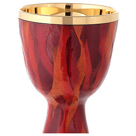 Calice Genesis smalto rosso ottone dorato 18,5 cm