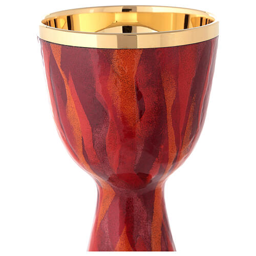 Cálice Génesis esmalte vermelho latão dourado 18,5 cm 4