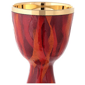 Chalice Genesis, in red enamel golden brass 18.5 cm