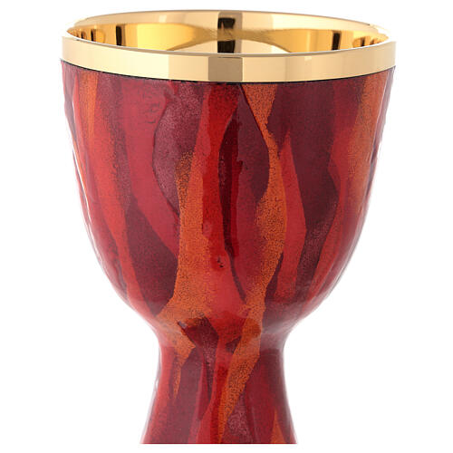 Chalice Genesis, in red enamel golden brass 18.5 cm 2