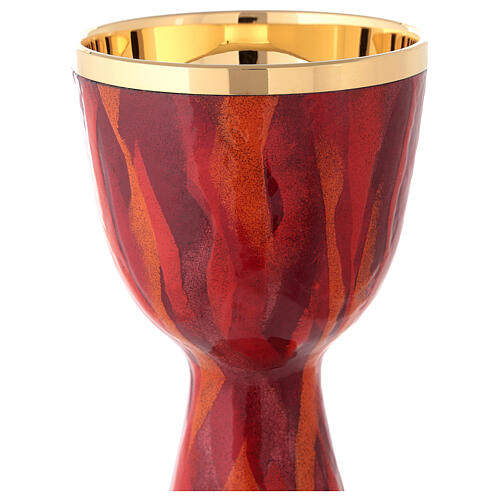 Chalice Genesis, in red enamel golden brass 18.5 cm 4