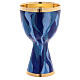Kelch aus vergoldetem Messing mit Emailarbeit in Blau-Tönen, Cuppa aus vergoldetem Silber, 18,5 cm hoch s1