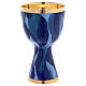 Kelch aus vergoldetem Messing mit Emailarbeit in Blau-Tönen, Cuppa aus vergoldetem Silber, 18,5 cm hoch s5