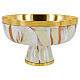 Low open ciborium with white enamel and golden brass s1