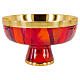 Low ciborium of gold plated brass and red enamelled flames s1