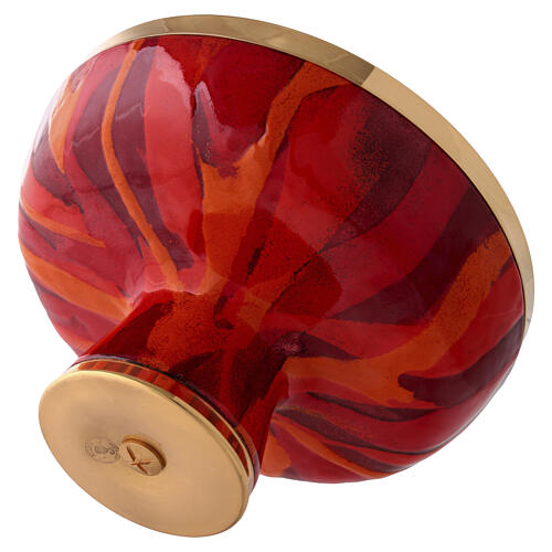 Píxide baixa aberta esmalte vermelho latão dourado 10 cm 2