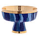 Low ciborium of gold plated brass and blue enamelled rays s3