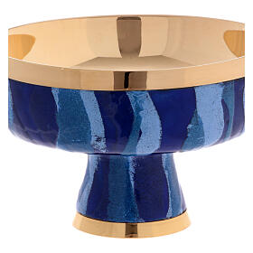 Pisside bassa ottone dorato smalto blu raggi