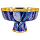 Low ciborium of gold plated brass and blue enamel lid with cross s1