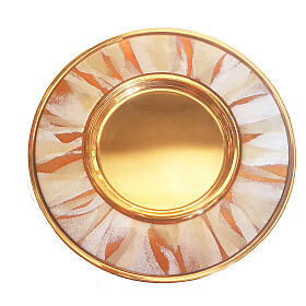 Paten in golden brass with white golden enamel 16 cm