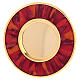 Gold plated brass paten with red and orange enamel 16 cm s1