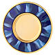 Gold plated brass paten with blue enamel 16 cm s1