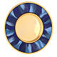 Gold plated brass paten with blue enamel 16 cm s4