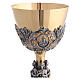 Gold and silver-plated brass chalice Sacred Heart and Evangelists s6