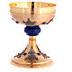 Calice bicolore nodo blu pietre ottone dorato s1