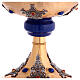 Calice bicolore nodo blu pietre ottone dorato s2