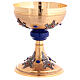 Calice bicolore nodo blu pietre ottone dorato s4