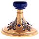 Calice bicolore nodo blu pietre ottone dorato s5