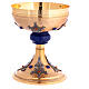 Bicolored chalice with blue node and stones gold plated brass s1