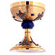 Bicolored chalice with blue node and stones gold plated brass s6