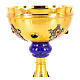 Gold plated brass chalice with blue node, filagree and stones s2