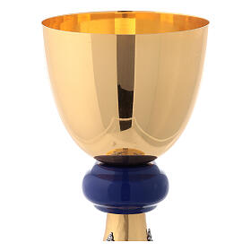 Satin chalice of gold plated brass with silver filigree and stones