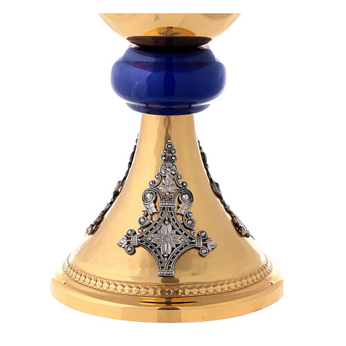 Satin chalice of gold plated brass with silver filigree 3