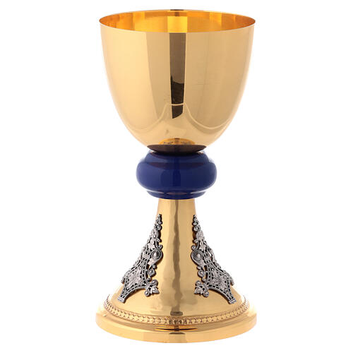 Satin chalice of gold plated brass with silver filigree 4