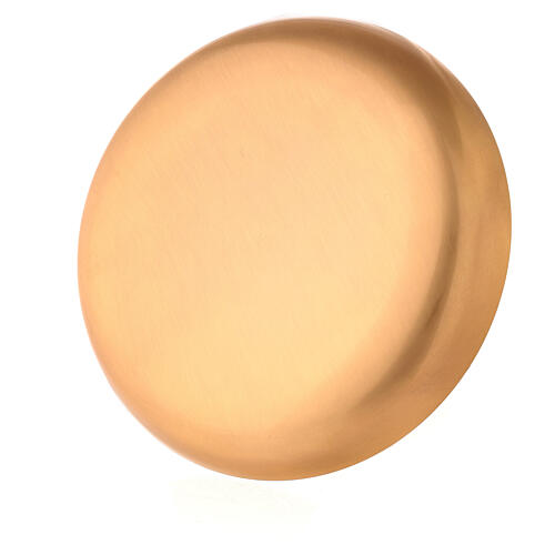Patene, aus vergoldetem Messing, glänzende Oberfläche, 16 cm Durchmesser 3