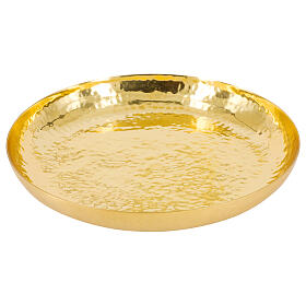 Patena ottone dorato lucido martellata 16 cm