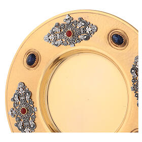 Bicolored paten filigree and blue and red stones 7 in