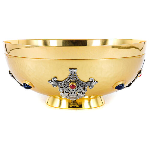 Open ciborium, satin finish with filigree, stones and gold plated brass 1
