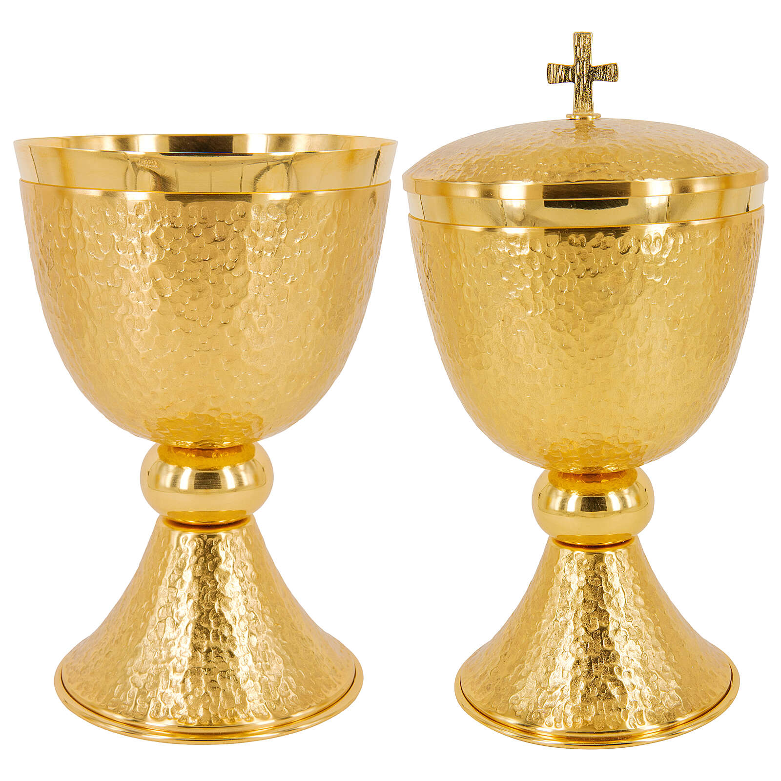 Hammered gold plated brass chalice ciborium and paten online sales on