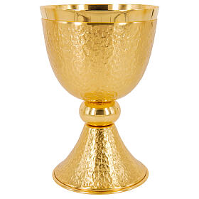 Hammered gold plated brass chalice ciborium and paten polished node