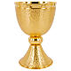 Hammered gold plated brass chalice ciborium and paten polished node s2