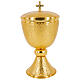 Hammered gold plated brass chalice ciborium and paten polished node s3